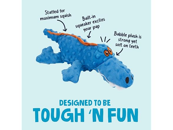 goDog Gators Squeaky Plush Dog Toy with Chew