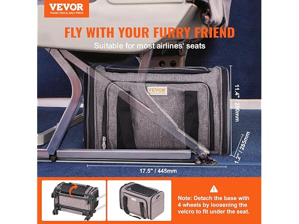 VEVOR Cat Carrier with Wheels, Airline Approved