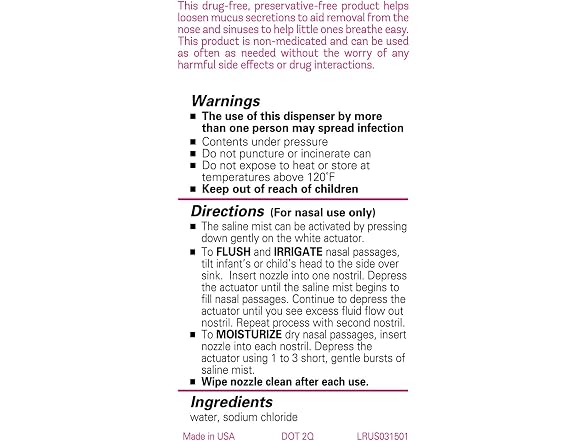 Little Remedies Baby Saline Nasal Mist 3 fl oz
