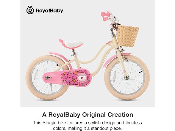 RoyalBaby Girls Bike EZ Kids Bike 18 Inch Cream Pink
