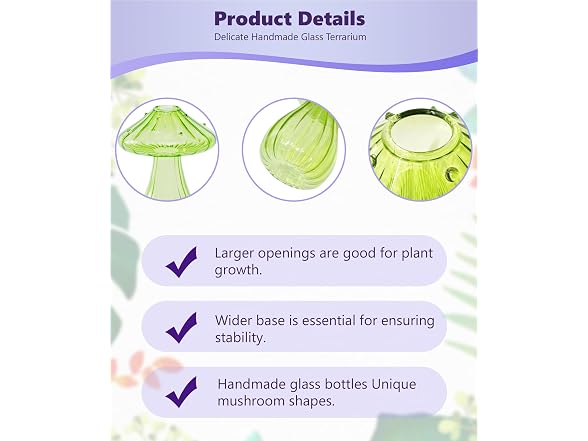 6 Pack Mushroom Glass Propagation Vases