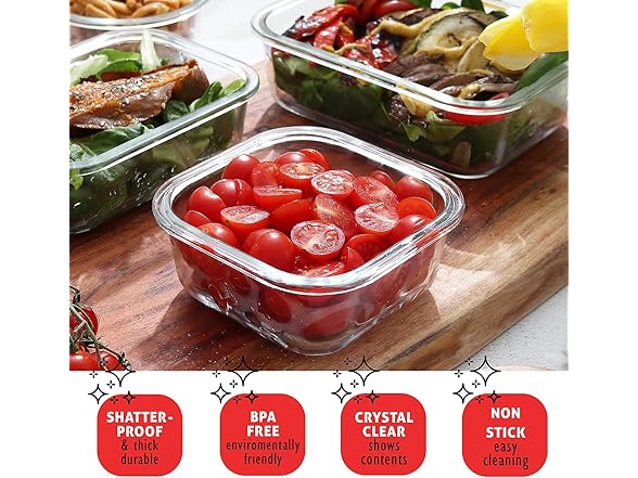 EATEX 16pc Glass Food Storage Containers with Lids