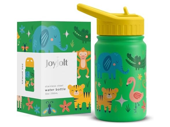 JoyJolt Kids Water Bottle Straw Lid 12oz