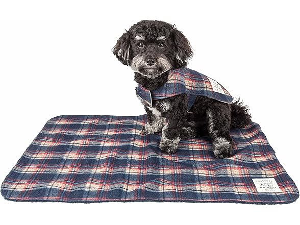 Pet Life ® Tartan Plaid Dog Coat and Mat