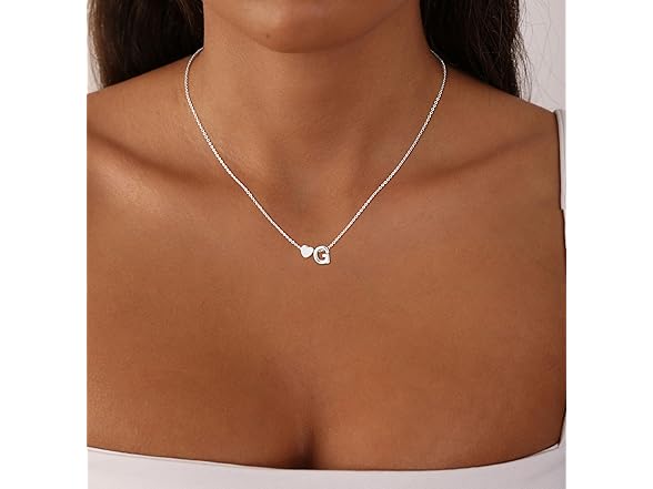 JIKASI Heart Initial Necklaces 