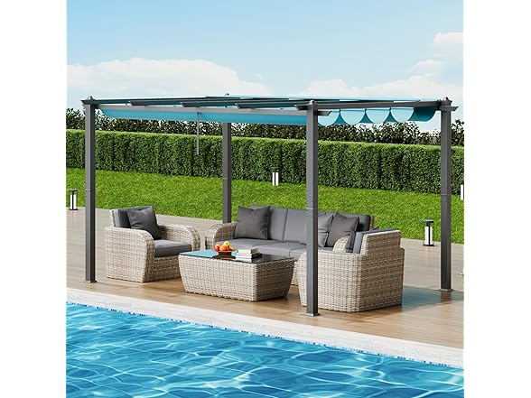 VEVOR 10'x13' Outdoor Retractable Pergola with Canopy