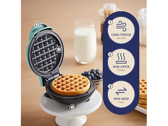 Elite Gourmet Electric Nonstick 4.5-inch Mini Waffle Maker 847275