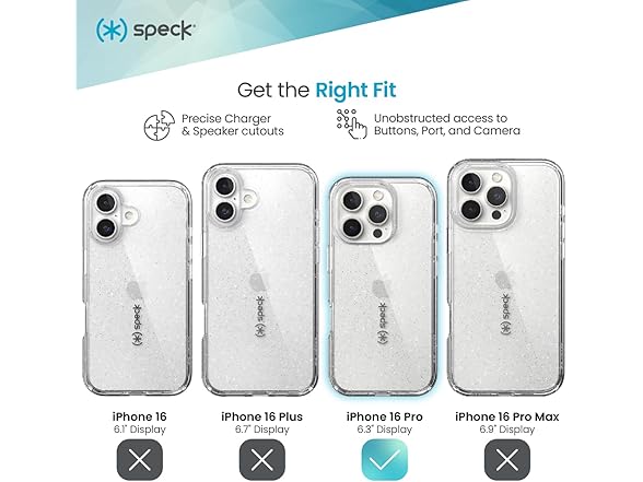 Speck Clear iPhone 16 Pro Case Glitter