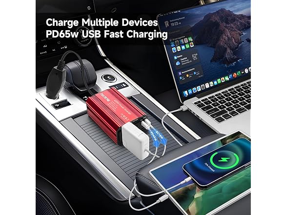 FSATBTNE Power Inverter 12V DC to 110V AC