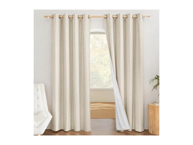 NICETOWN 100% Blackout Linen Curtains