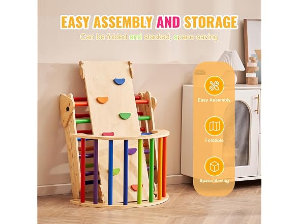 Pikler Triangle Set, 5 in 1 Toddler Climbing