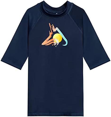 Kanu Surf Boys' Haywire UPF 50+ Sun Protective Rashguard Swim Shirt, Infinite Navy, 12