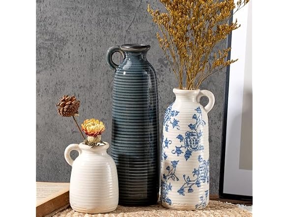 LIFESTYLO Ceramic Vintage Vase Set of 3