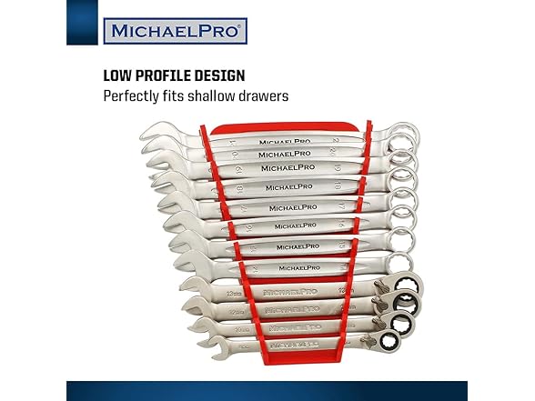 MichaelPro MP014032 12-pc Wrench Holder, Red
