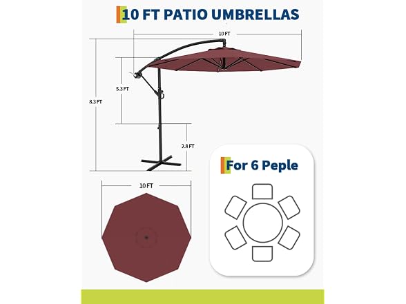 GarveeLife 10ft Offset Umbrella Tan