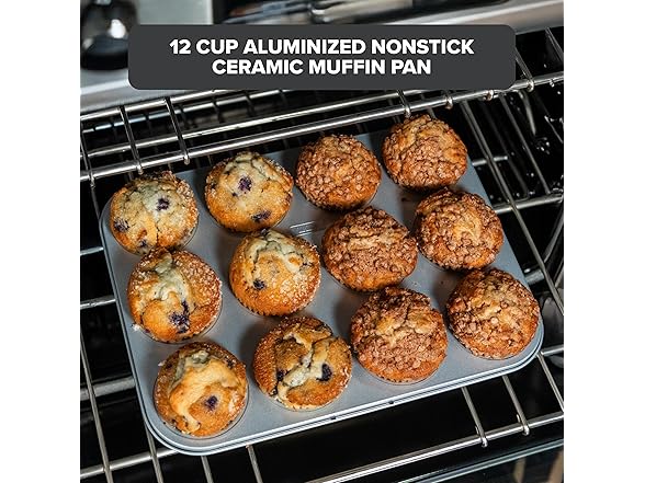 Viking Premium Nonstick Ceramic Muffin Pan, Silver