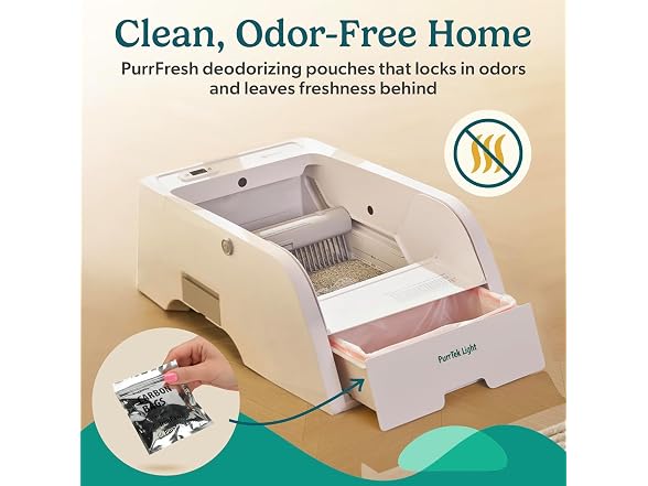 PetCove PurrTek Light Open Top Litter Box Self Cleaning