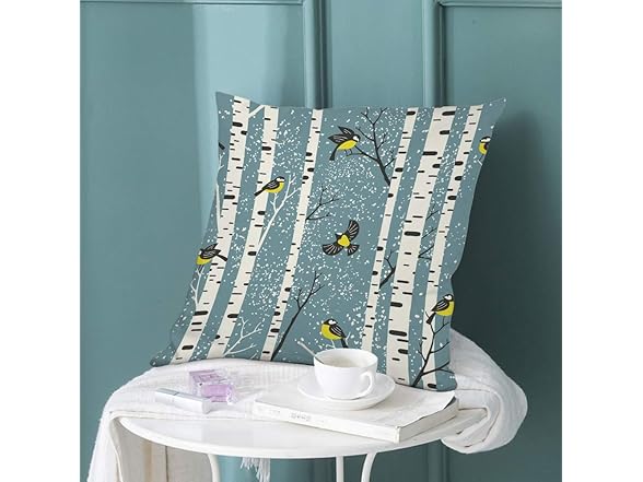 oFloral Birch Tree Throw Pillowcase