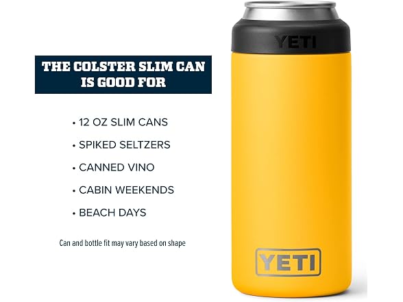 YETI Rambler 12oz Colster Slim Can Insulator, Alpine Yellow
