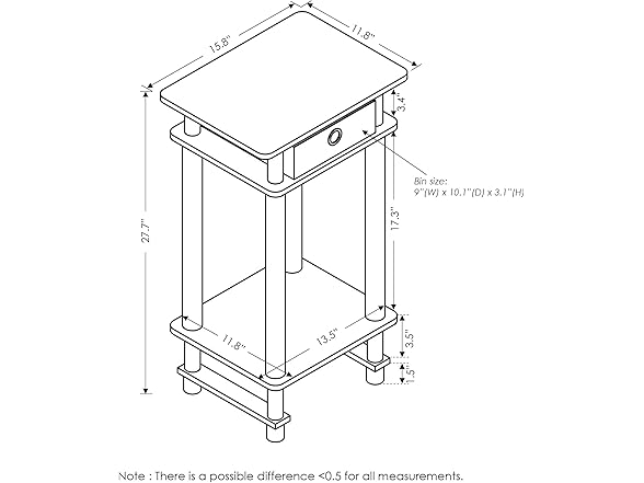 Furinno Turn-N-Tube Tall End Table