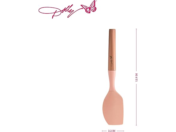 Dolly Parton Silicone Spatula with Blush Design – Heat-Resistant to 450F, Nonstick Safe, Weighted Ergonomic Handle, Dishwasher Safe, 12.9 Inch