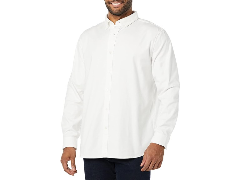 Amazon Essentials Men's Oxford Shirt, Slim-Fit Stretch, Long-Sleeve, Button Up, White, XX-Large