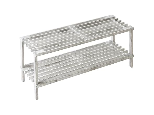 Honey-Can-Do 2-Tier Wood Shoe Rack, Grey