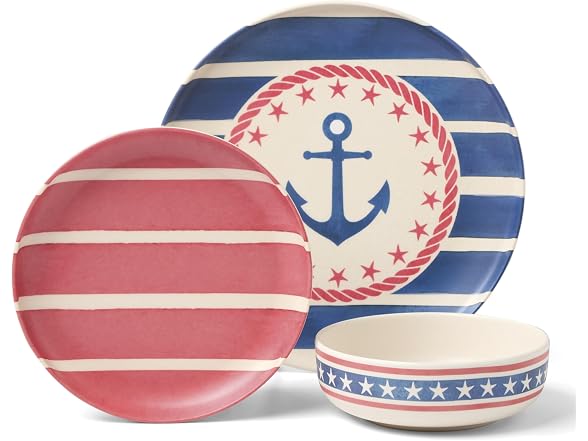 Oneida 24 Seven Aweigh We Go Melamine 18-Piece Dinnerware Set