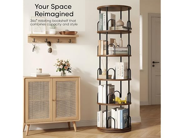 Arbcoler 5-Tier Rotating Bookshelf