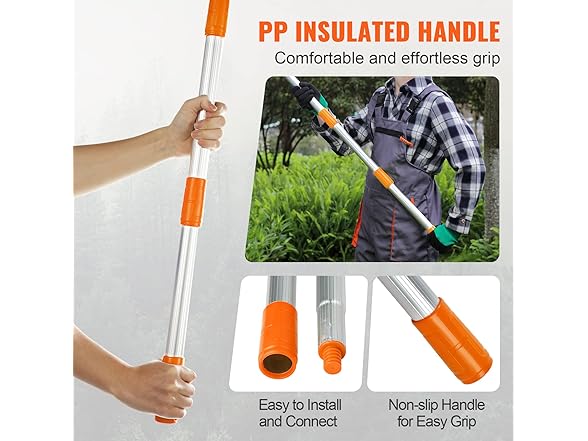 VEVOR Manual Pole Saw 4.6-9.8 ft Extendable Tree Pruner