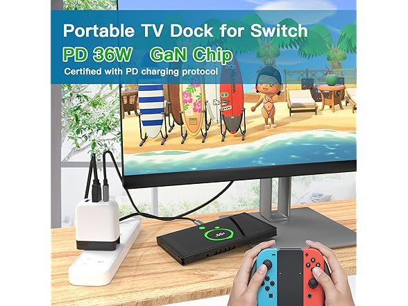 Mirabox 36W Portable TV Docking Station & Charger for Nintendo Switch