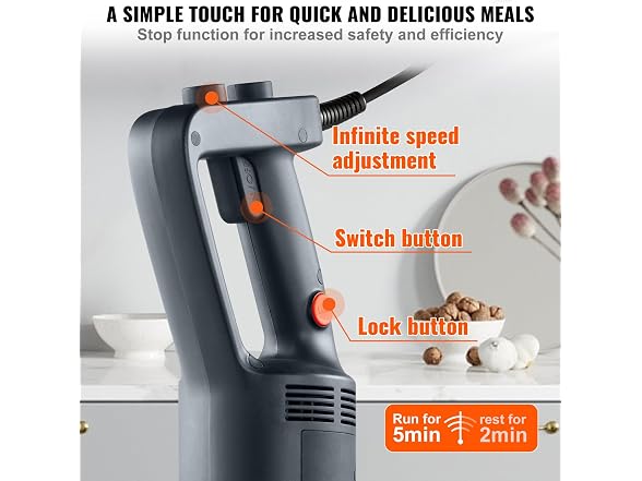 Commercial Immersion Blender, 750W 16" Heavy