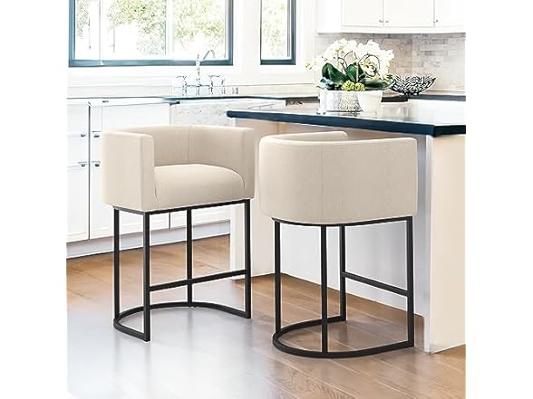 2 Linen Color Counter Height Bar Stools