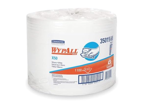 X50 Cloths, Jumbo Roll, 9 4/5 x 13 2/5, White, 1100/Roll