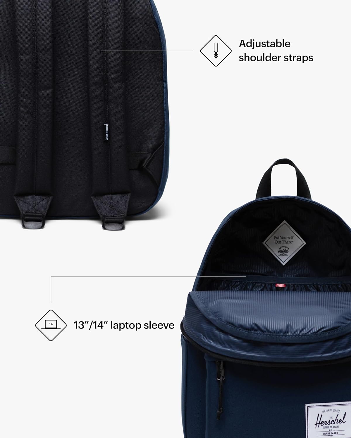 Herschel Classic Backpack Navy 20L - Gallery 9