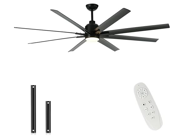 Black LED Ceiling Fan w/ Remote- Choose 62" or 72"