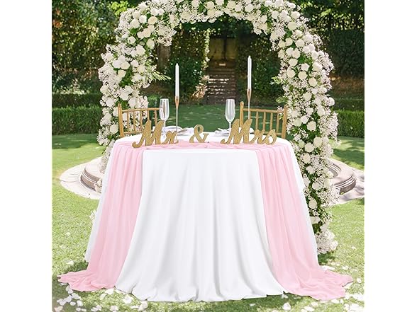 Chiffon Table Runner 27x120 Inches Sheer Pink Table Runners 2 Packs 10Ft