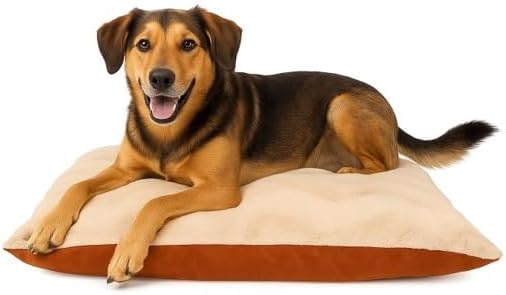 Furhaven Large Plush & Twill High-Loft Pillow Pet Bed, Spice - Gallery 5
