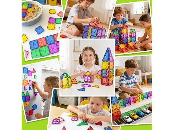 Coodoo Magnetic Tiles Kids STEM Magnet Toy 40PCS