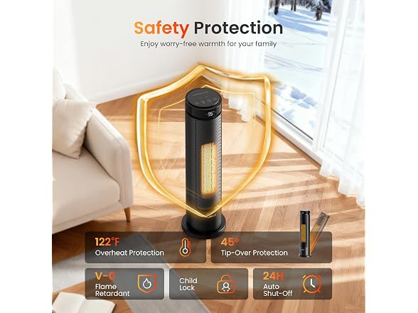 FLANUR Space Heater Black 24 Inch
