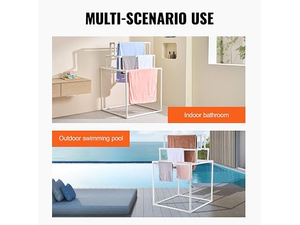VEVOR Pool Towel Rack, 8 Bars