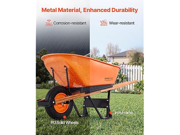 VEVOR Wheelbarrow Cart, 6 Cu. Ft.