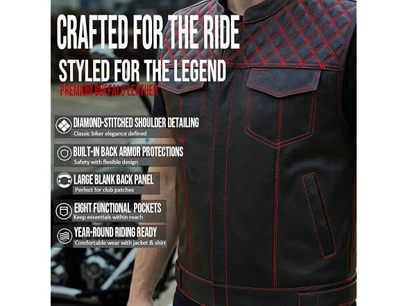 Jackets 4 Bikes SOA Men's Motorcycle Vest, Ve