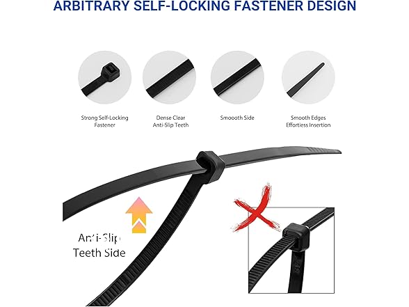 TAURISH Zip Ties 200pc 8" Black