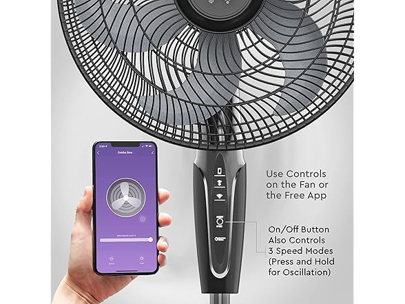 Comfort Zone Smart Oscillating Stand Fan