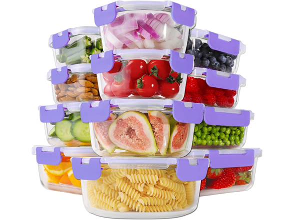 HOMBERKING 24pc Glass Food Containers