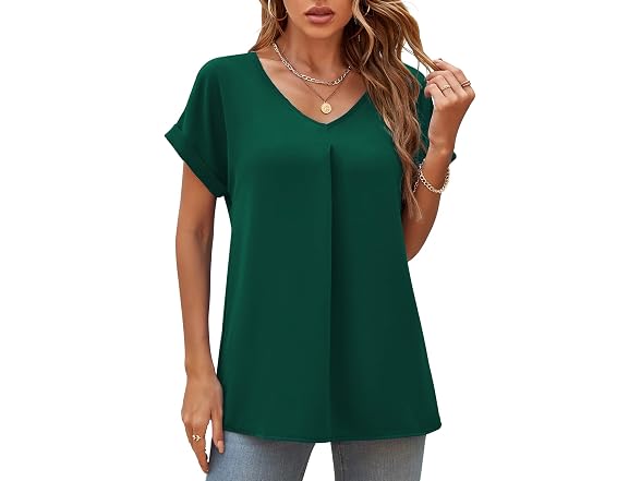 Quezhu Women (M) Summer Blouses Dressy Casual Tops