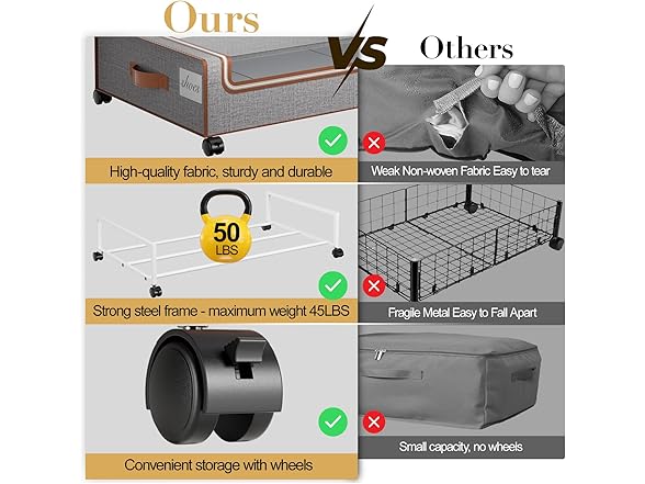 Grey Under Bed Storage 2 Pack