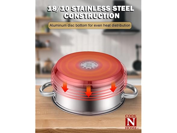 Cook N Home Basics 8 Quart Stainless Steel Stock Pot with Lid