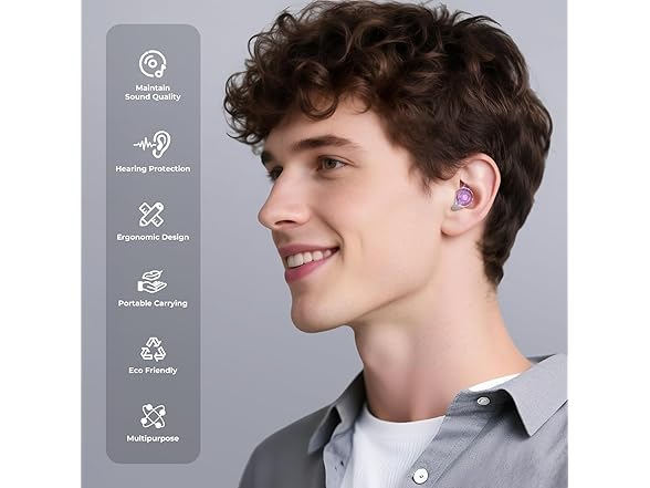 Concert Ear Plugs, 2 Pairs High Fidelity